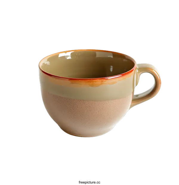 [Transparent Background PNG]Empty Brown Ceramic Mug on White Background
