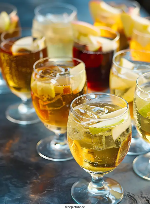 Apple Cider Sangria With Ice And Fruit Garnish