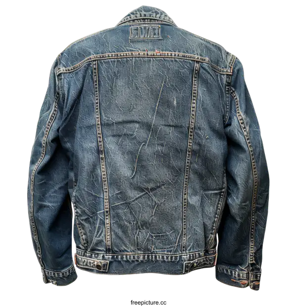 [Transparent Background PNG]Blue denim jacket with white stitching