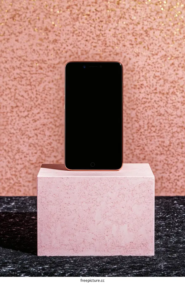 Elegant Pink Smartphone on Display