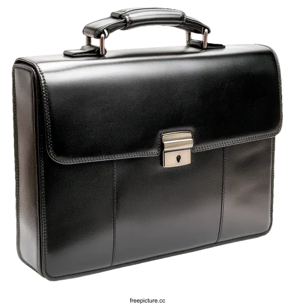 [Transparent Background PNG]Elegant Black Leather Briefcase
