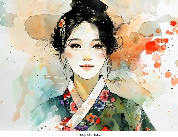 A beautiful Korean woman in traditional dress