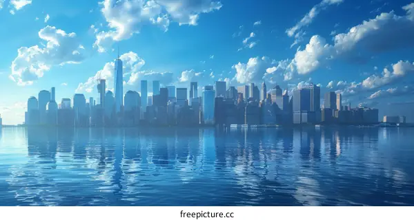 New York City Skyline in a Sunny Day