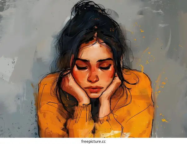 portrait of a young woman with brown hair wearing a yellow sweater