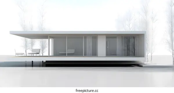 Modern White House with Large Windows and a Terrace