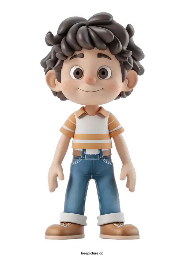 [Transparent Background PNG]Smiling Cartoon Boy on White Background