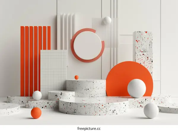 Minimalistic Abstract Geometric Composition in 3D Rendering