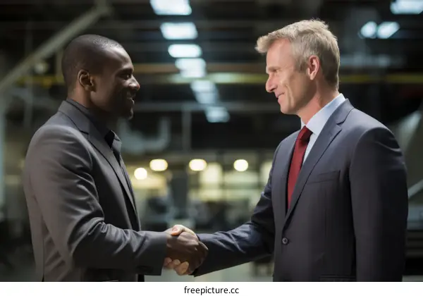 Businessmen of different ethnicities shaking hands