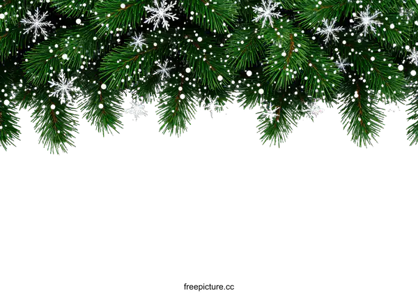[Transparent Background PNG]Christmas Fir Branches and Snowflakes Border Design