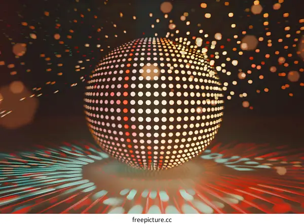 Abstract Disco Ball with Colorful Lights