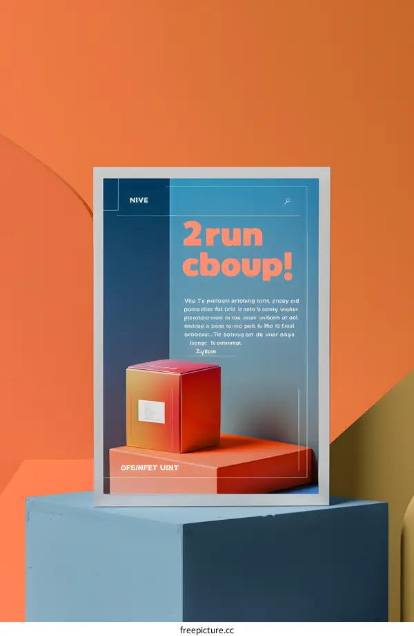 Colorful Box Mockup on Geometric Background