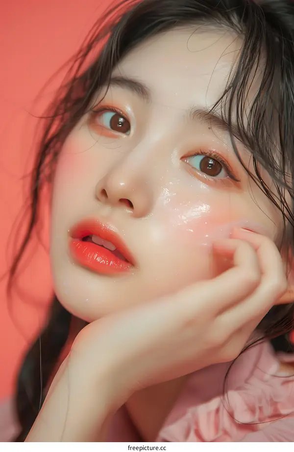 Closeup Portrait of a Young Woman with Makeup