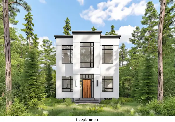 Modern House Surrounded by Forest