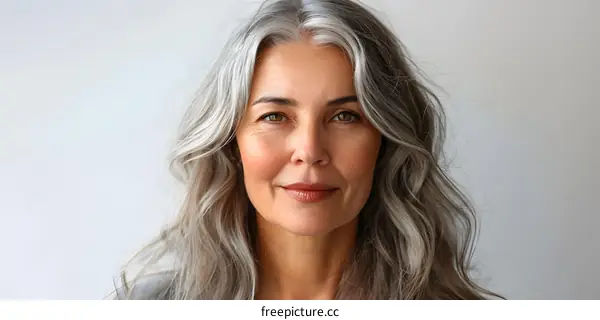 Portrait of a Middle Aged Woman with Gray Hair