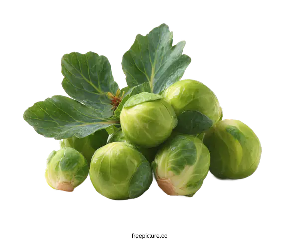 [Transparent Background PNG]Fresh Brussels Sprouts with Leaves