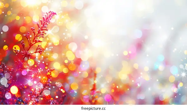 Close-up of a plant with colorful bokeh lights in the background