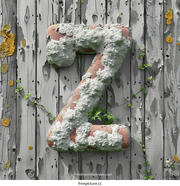 Concrete Letter Z with Greenery