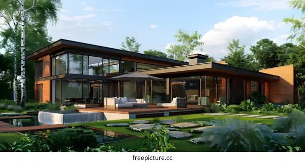 Modern House With Pool And Patio