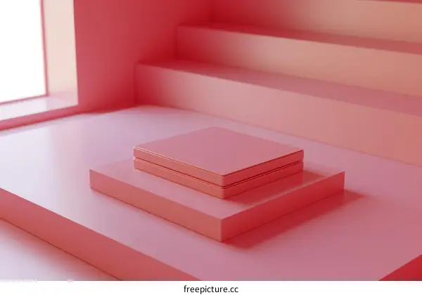 Pink geometric shapes composition with podiums