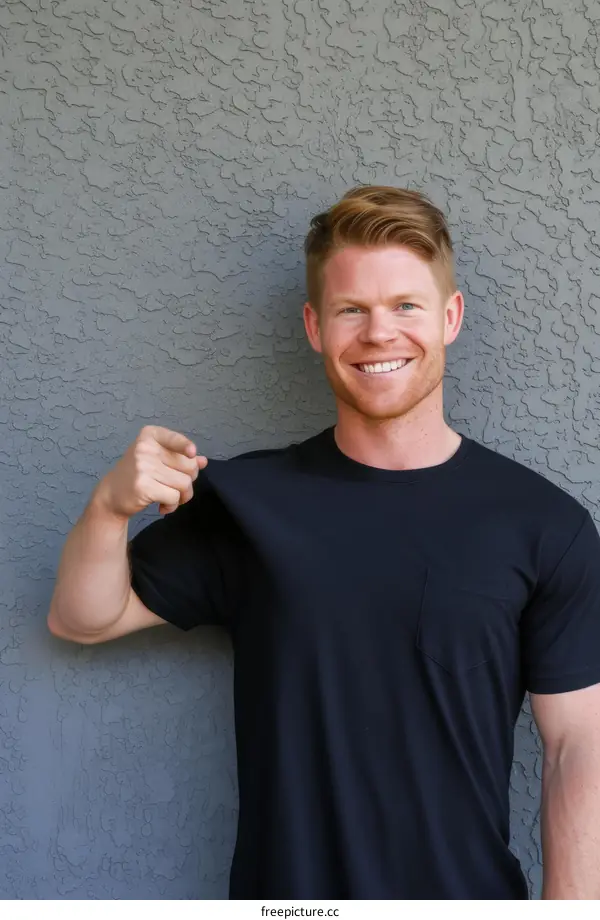 Smiling man in black t-shirt