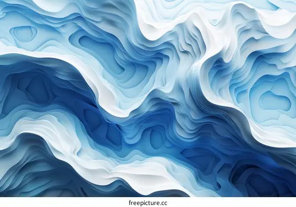 Abstract Blue and White Paper Cut Layers