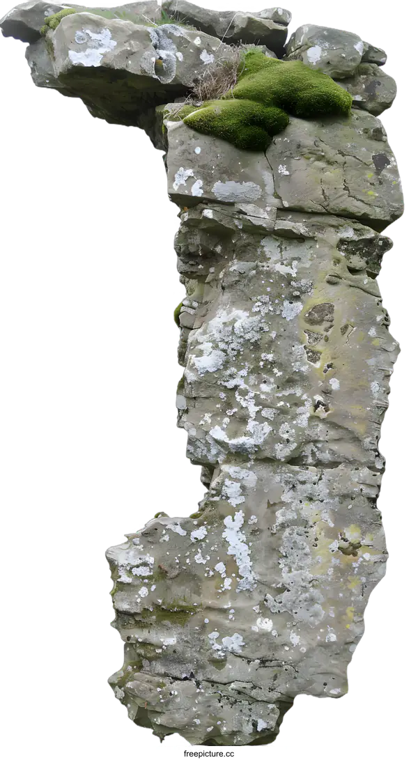 [Transparent Background PNG]Close Up Of Stone Cliff With Moss