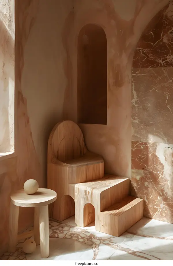 Wooden Steps and Stool in Interior Design