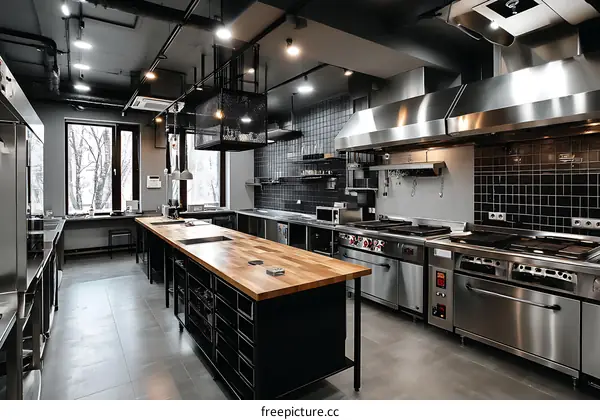 Modern Industrial Commercial Kitchen Interior