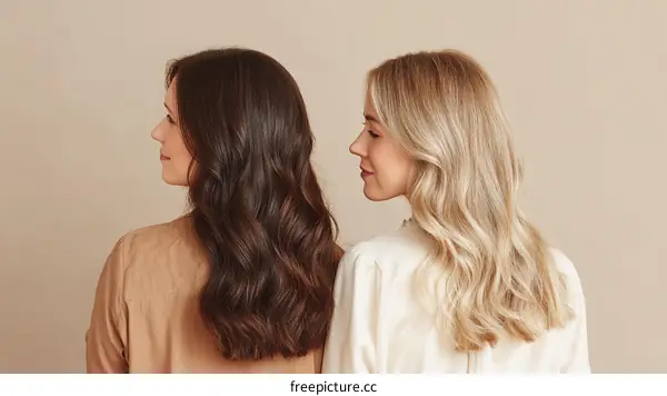 Two Women with Beautiful Wavy Hair