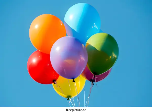 Colorful Balloons Against Blue Sky