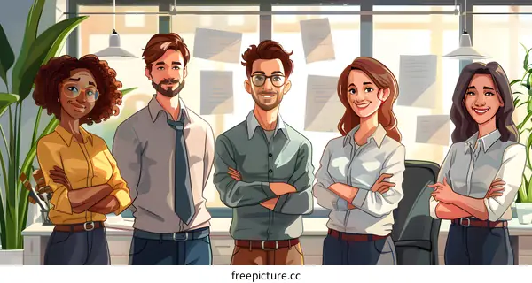 Group of business people standing in an office