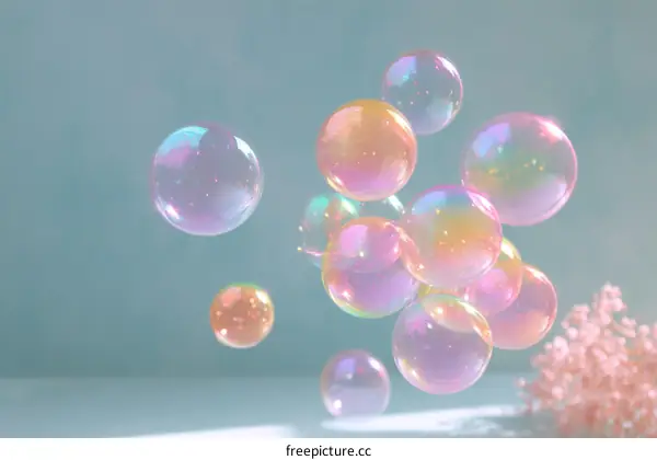 Colorful Soap Bubbles in the Air