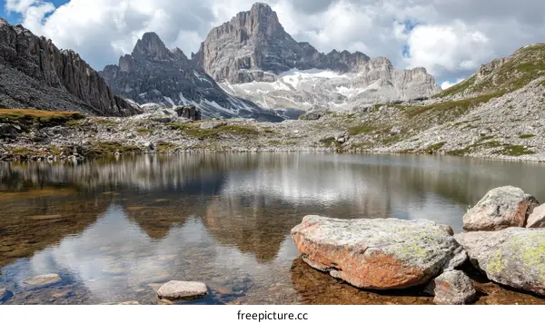 Alpine Lake Surrounded by Majestic Mountains