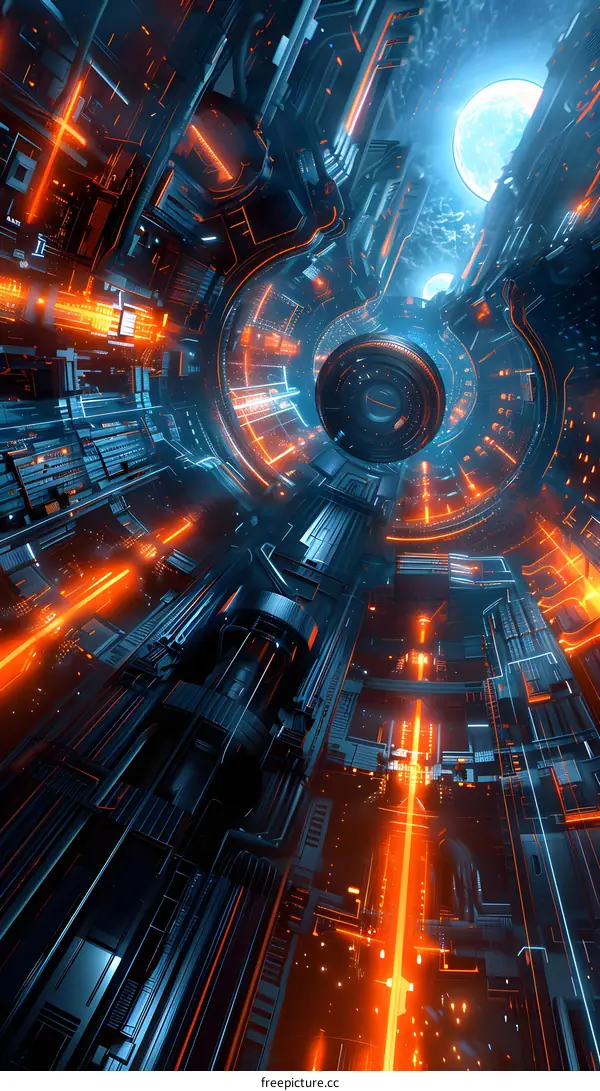 Futuristic Cityscape with Neon Lights