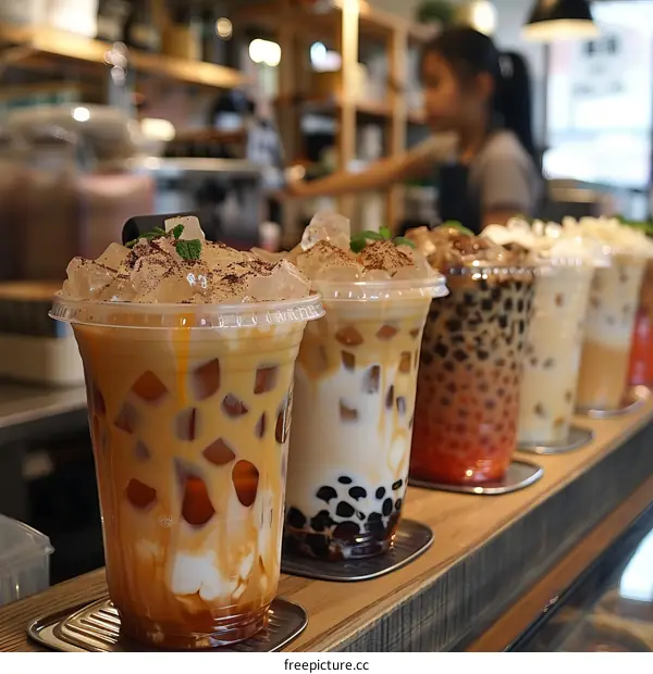 A variety of refreshing iced beverages
