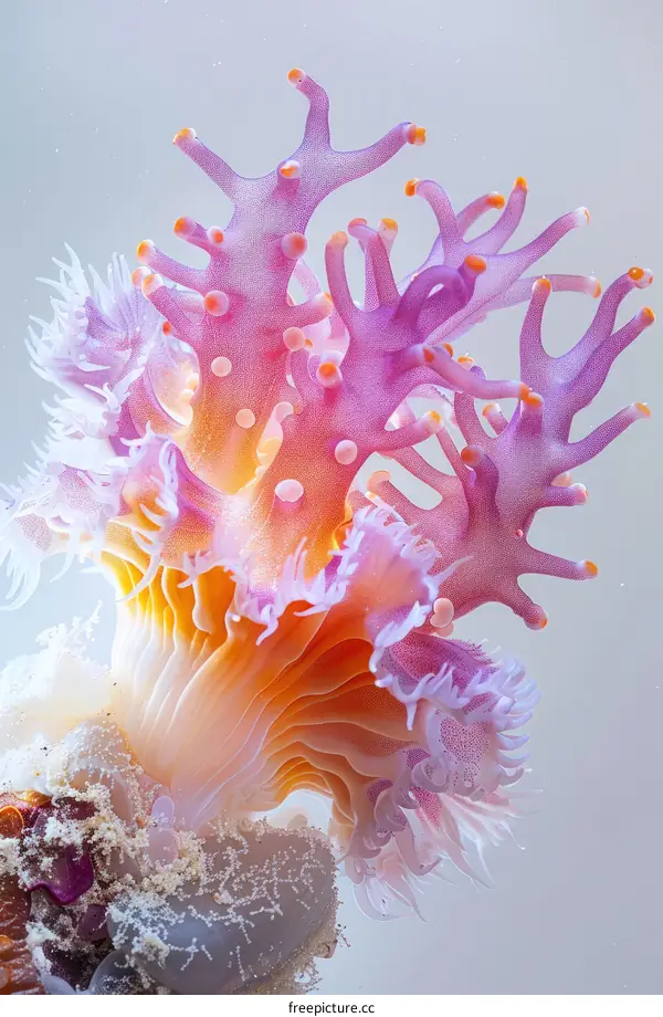 Underwater photography of a pink and purple jellyfish
