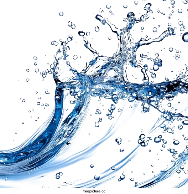 [Transparent Background PNG]Water Splash Art with Bubbles