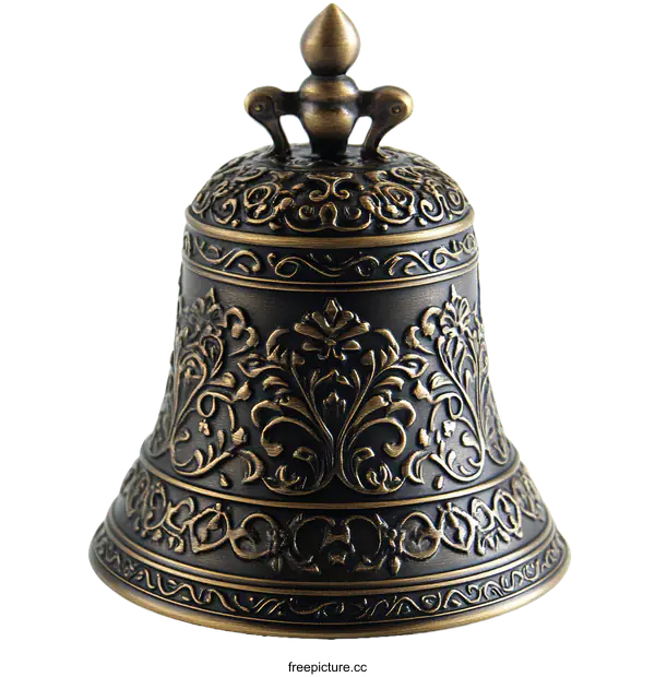 [Transparent Background PNG]Ornate Antique Bronze Bell Decor