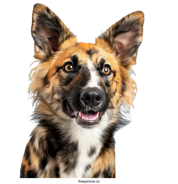 [Transparent Background PNG]A happy dog with a unique coat pattern