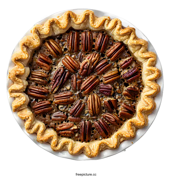 [Transparent Background PNG]A delicious pecan pie with a buttery flaky crust.