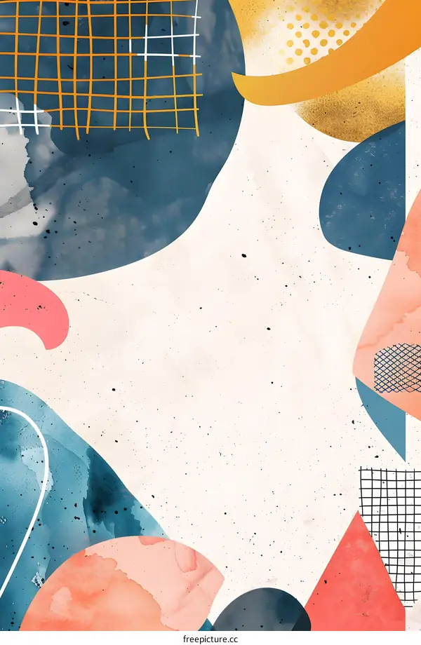 Abstract Watercolor Background With Geometric Shapes