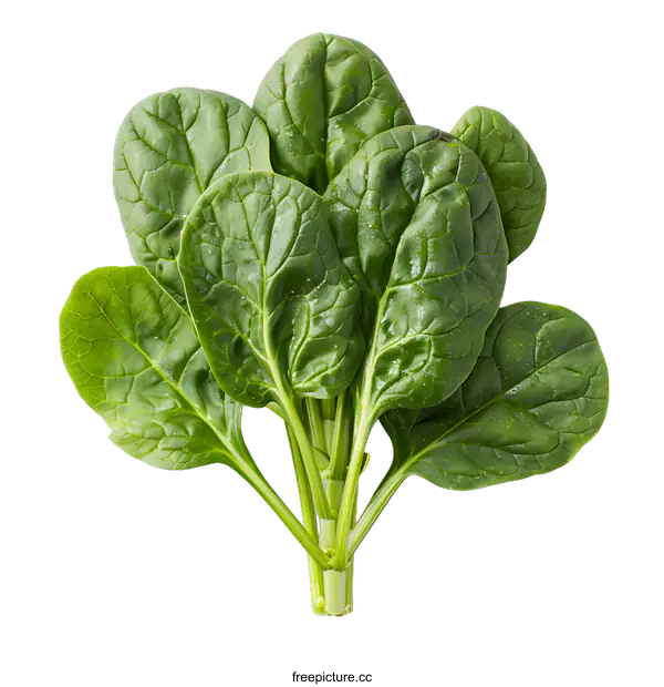 [Transparent Background PNG]Fresh Green Spinach Leaves on White Background