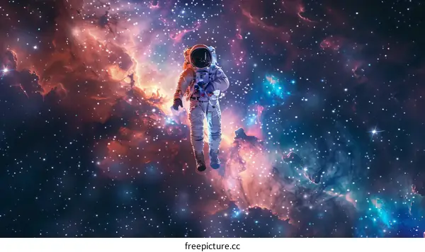 Astronaut in a Spacesuit Explores the Vast Universe