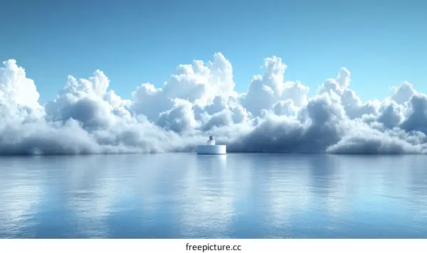 Vast Sky Cloud Sea Landscape Illustration