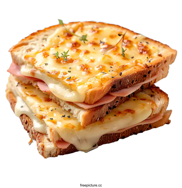 [Transparent Background PNG]Delicious Grilled Ham and Cheese Sandwich