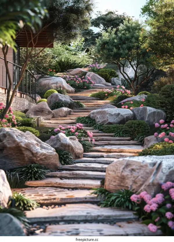 Chinese Garden Landscape Design Renderings: Villa Courtyard