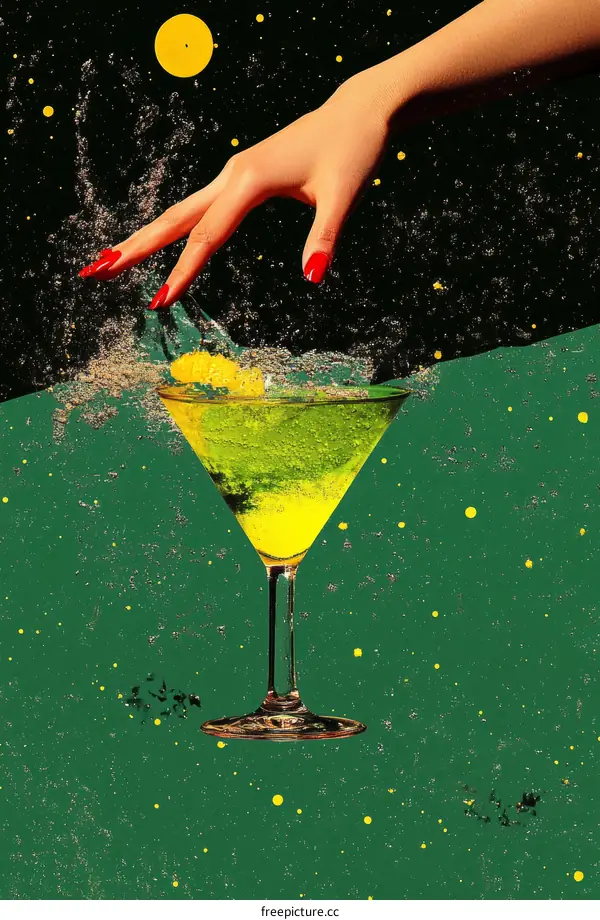 Hand Reaching for a Colorful Cocktail