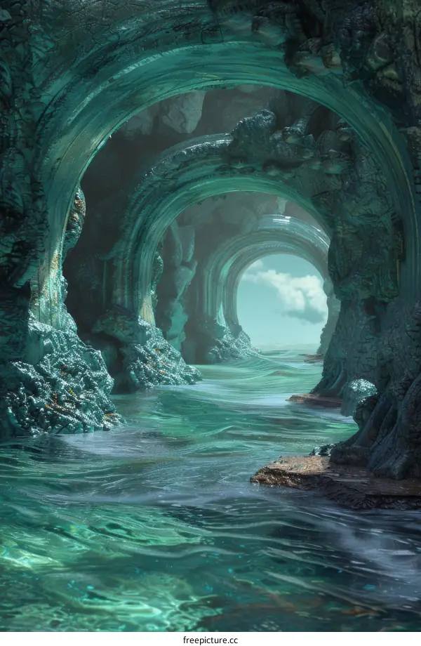 Ethereal Blue Waterway: A Mystical Grotto
