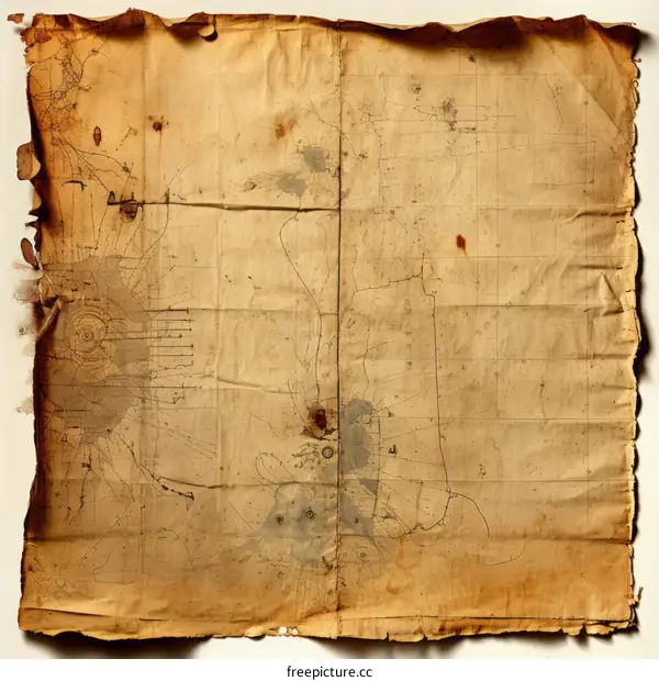 Old folded paper texture background