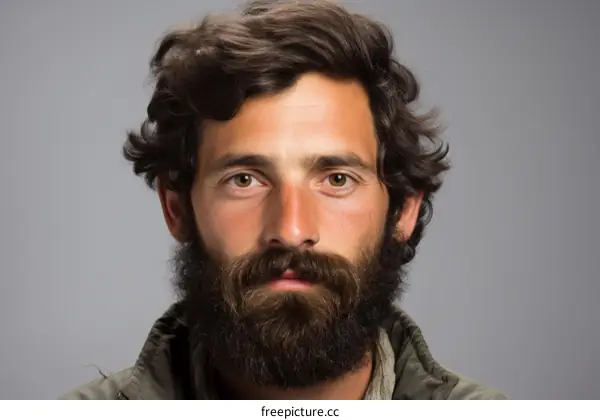 Portrait of a Bearded Man with Brown Hair and Brown Eyes